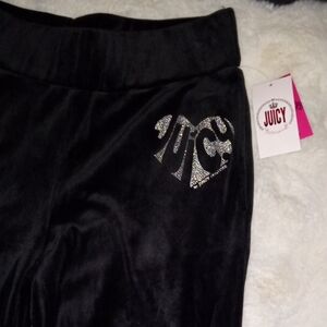 Juicy Couture Black Velour Pants with Glittering Silver Detail